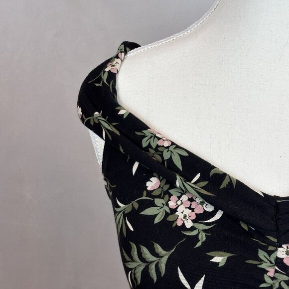 Sabrina Carpenter for Aeropostale Black Floral Ruched‎ Blouse Size Small Party - Picture 5 of 11